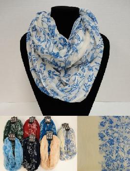 Extra-Wide Light Weight Infinity Scarf [Two Tone Floral